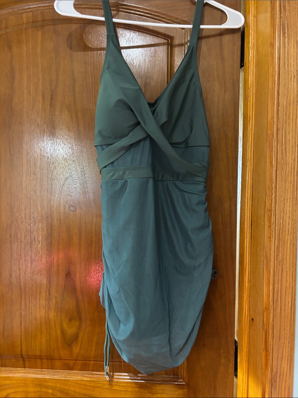 Green Twist-Front Swim Dress